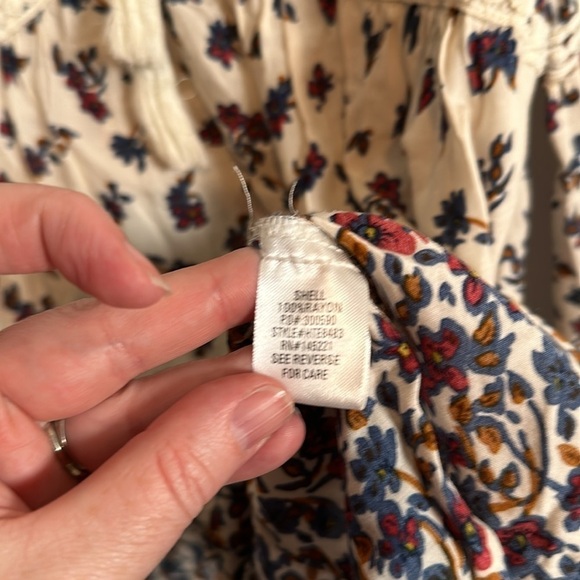 Promesa Boho Floral Lace Trim Blouse Size Large - Picture 5 of 8